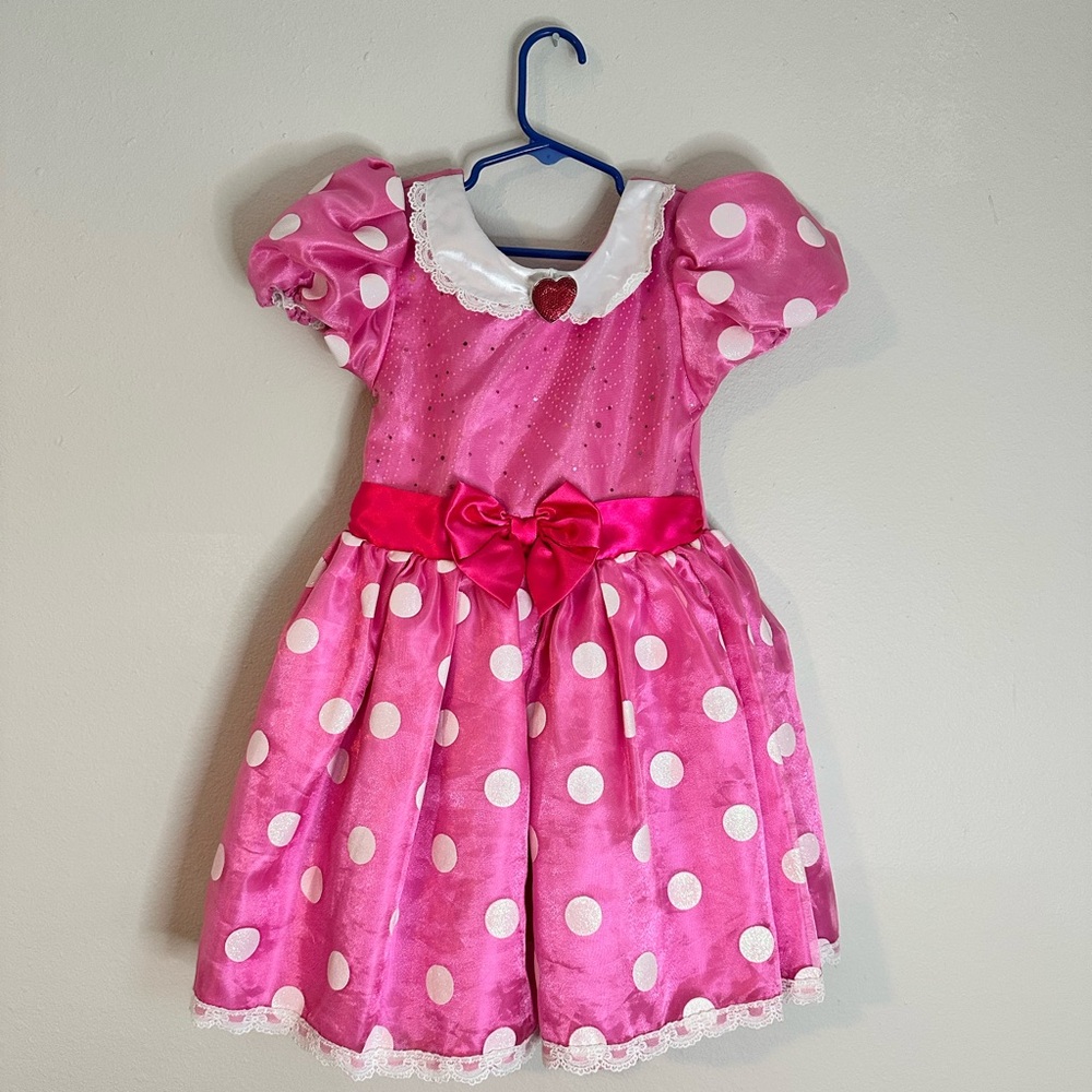 Disney Pink Polka Dot Girls' Costume Dress with Satin Bow
